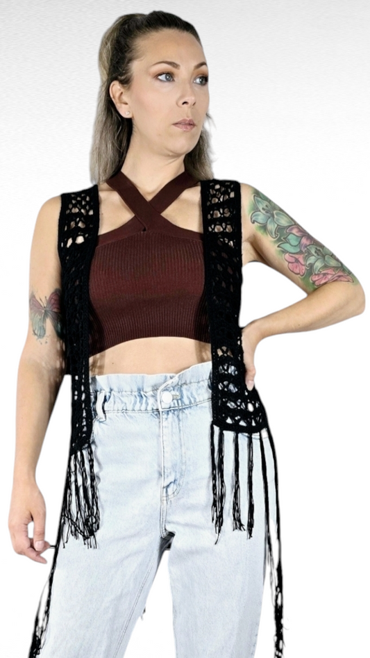 Väst virkad, Svart, S