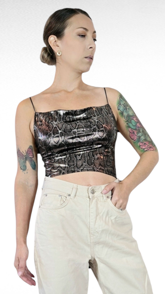 Topp, Guld/Svart ormmönstrad, XS