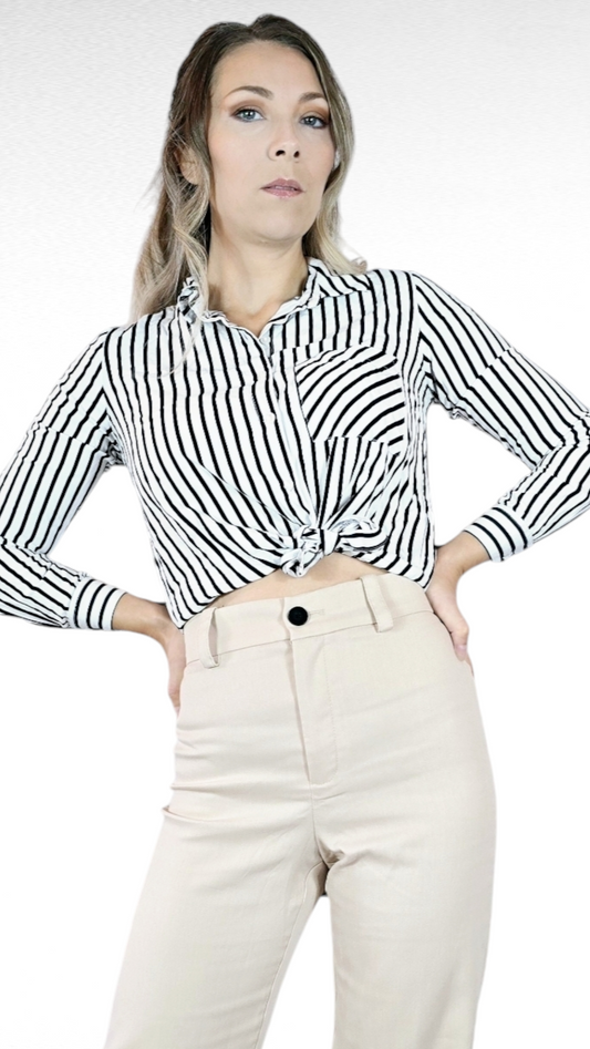 Skjorta, Svart/Vit randig, XS