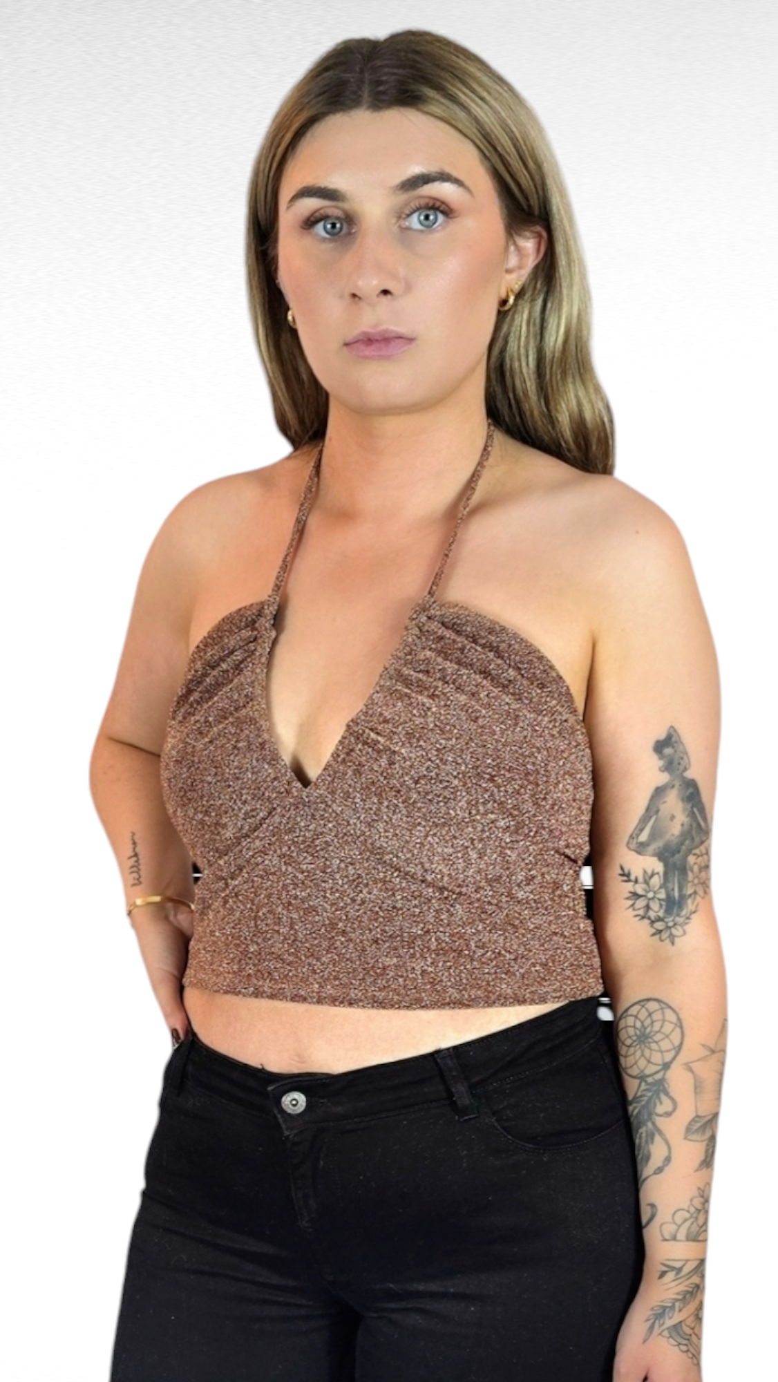 Topp, Brun glitter, XL