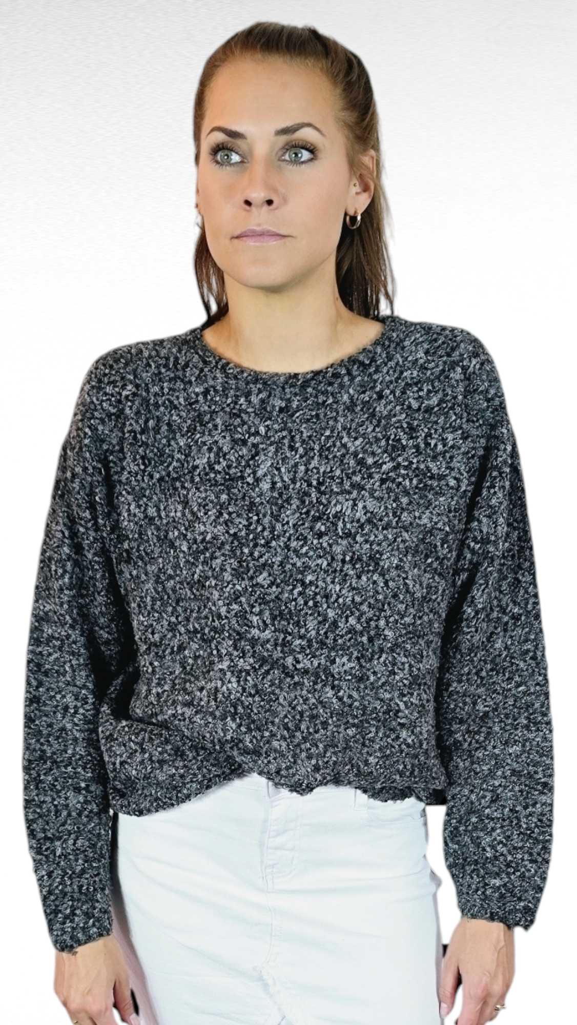 Tjocktröja, Svart/Grå, L