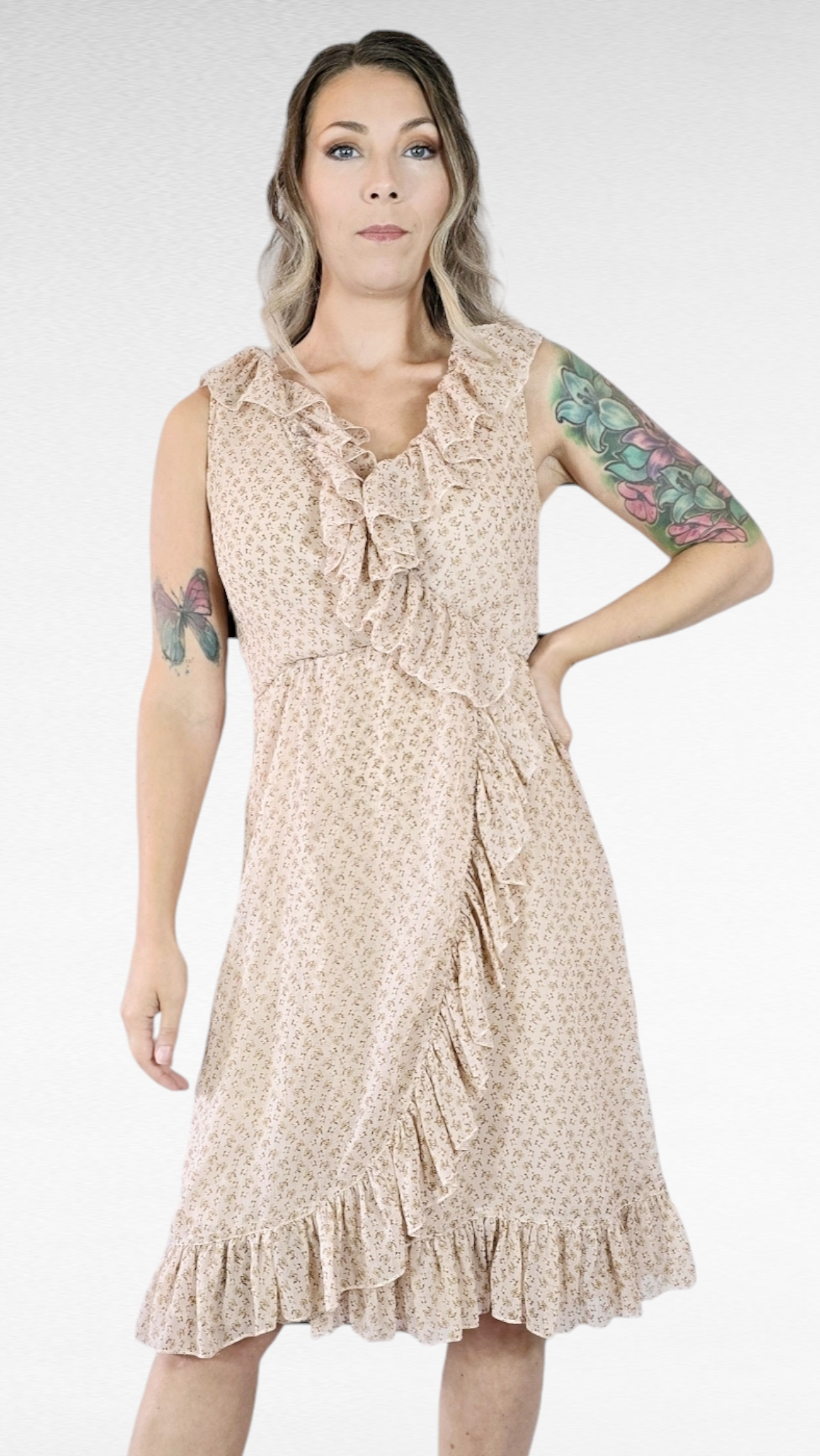 Klänning, Beige/Rosa, 34