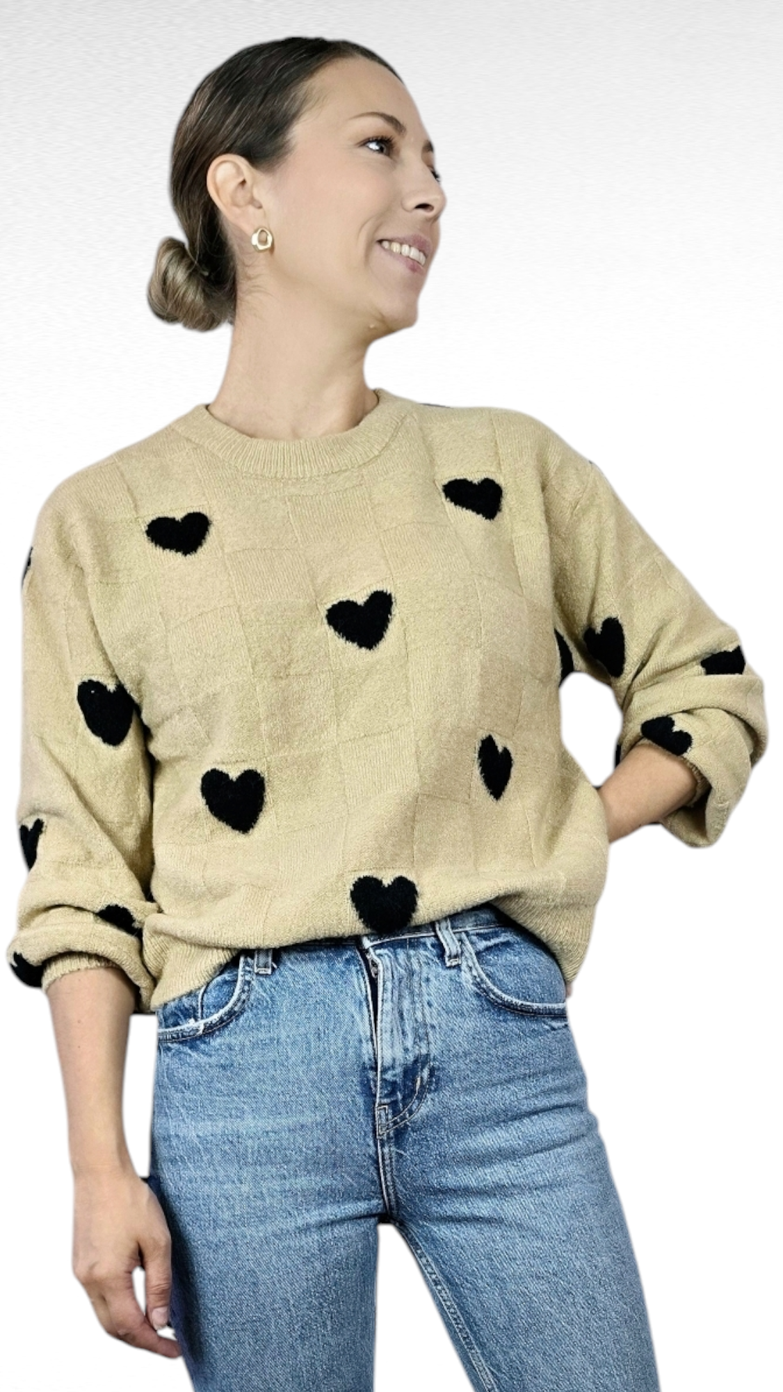 Tröja, Beige/Svart, XS