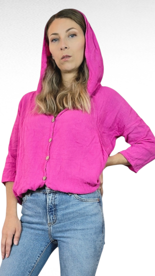 Tröja med luva, Rosa, XS-M