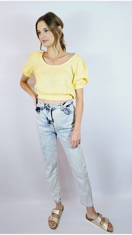 Jeans med knyte bak, Blå, 36