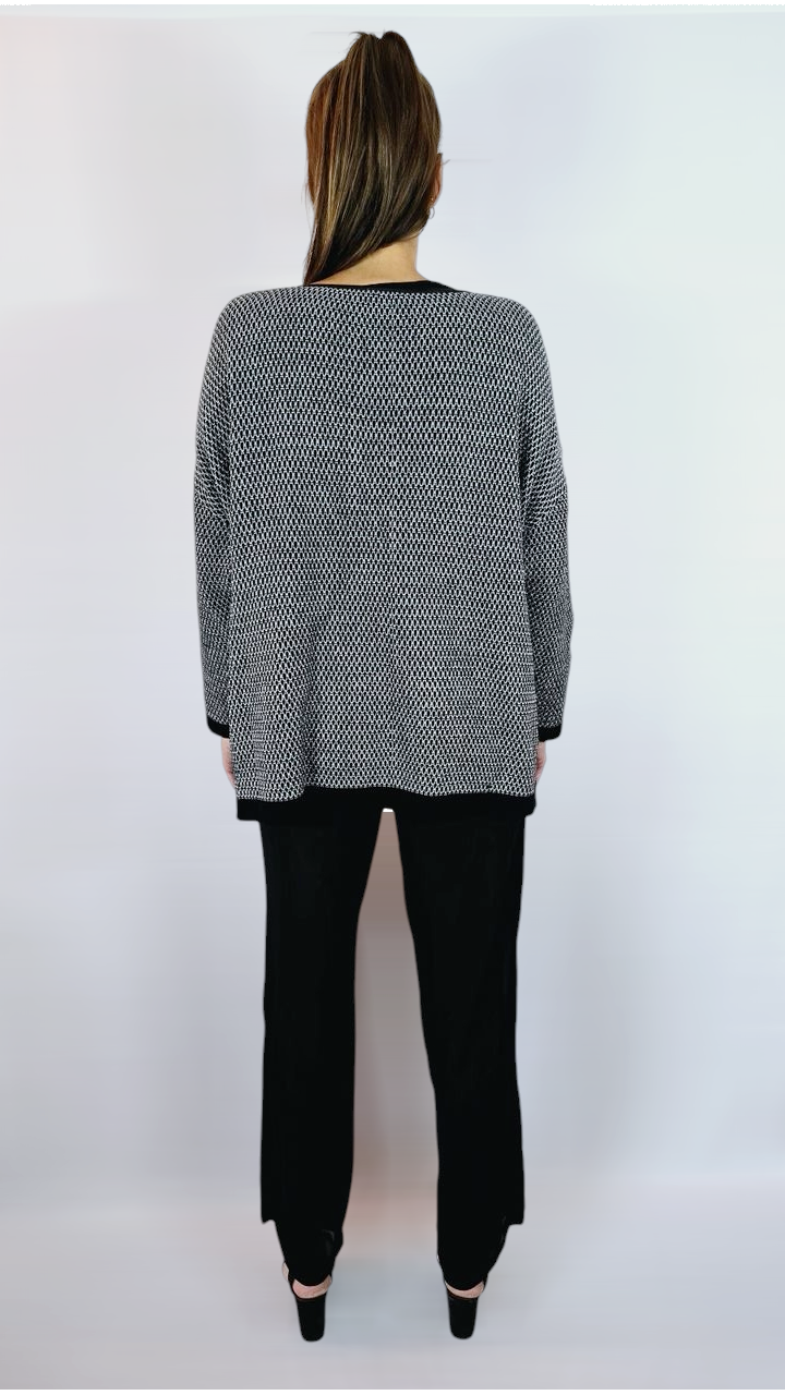 Tröja, Svart/Vit/Grå, L