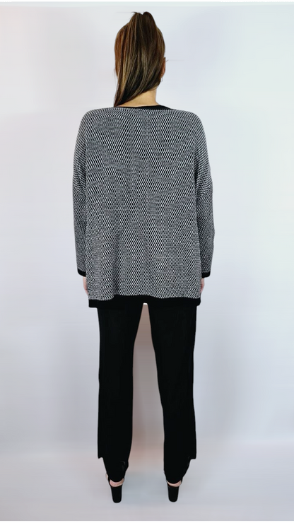 Tröja, Svart/Vit/Grå, L