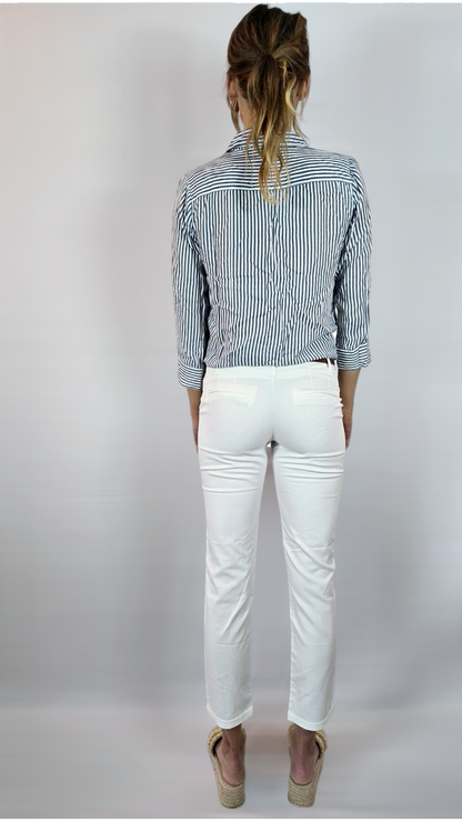 Byxor med skärp, Vit, M