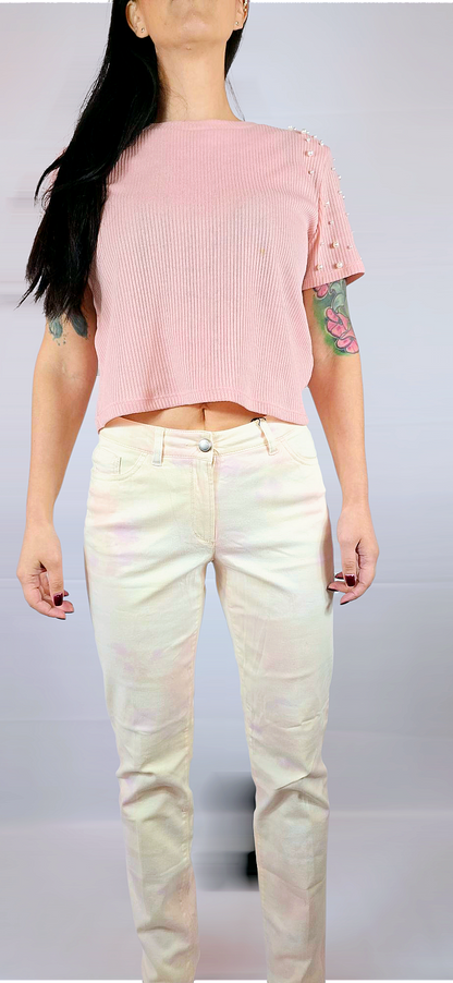 Byxor, Rosa/Benvit, M