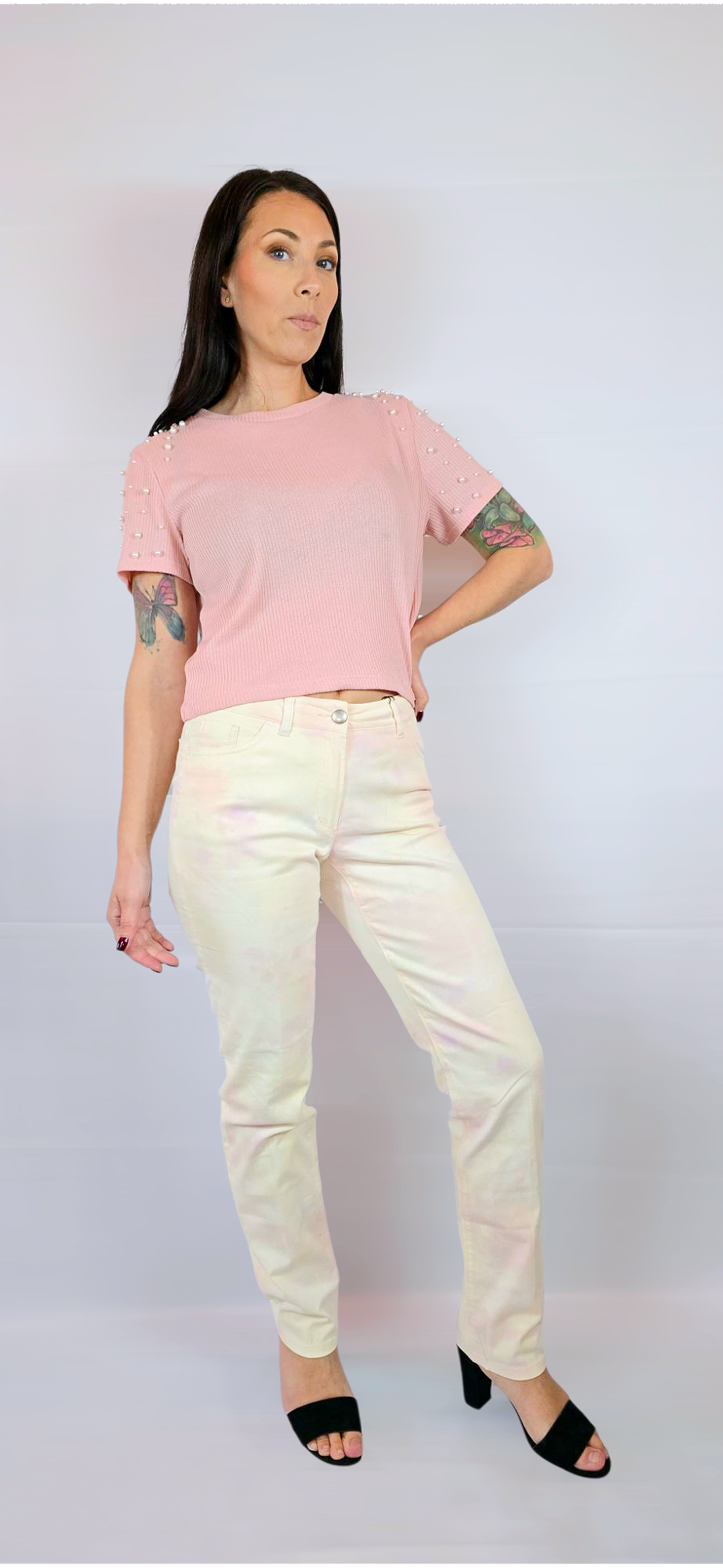 Byxor, Rosa/Benvit, M