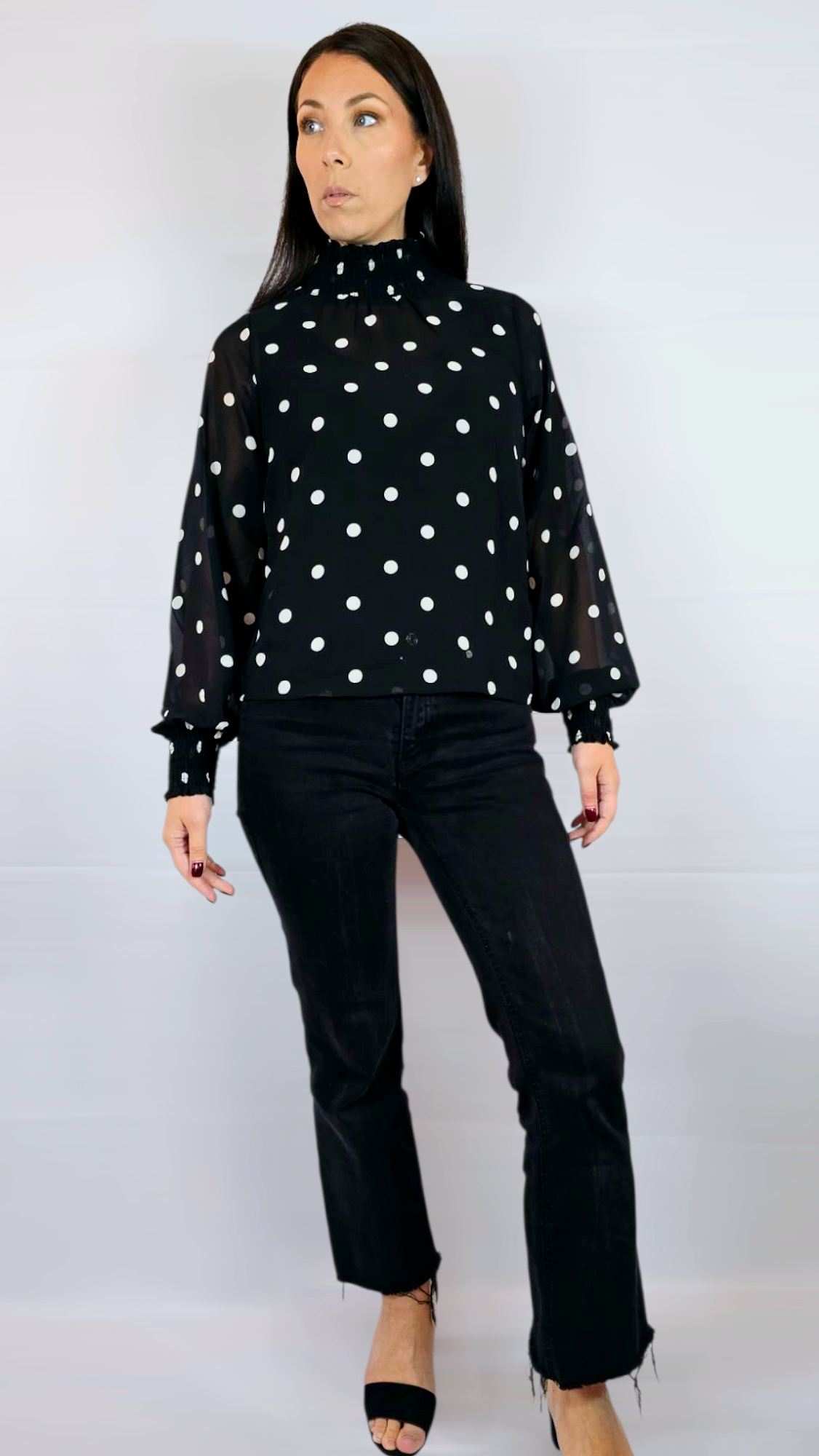 Blus, Svart/Vit, 36