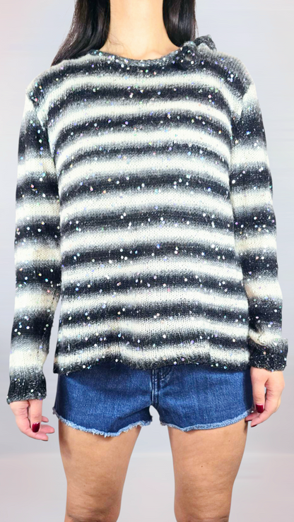 Tröja, Vit/Svart, M