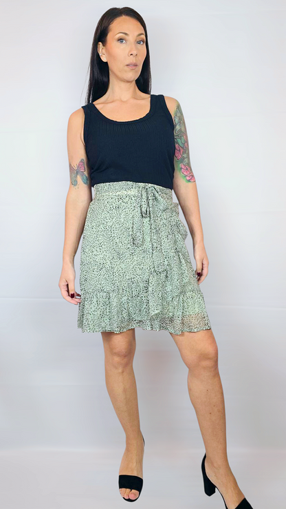 Kjol, Grön/Svart/Vit, S