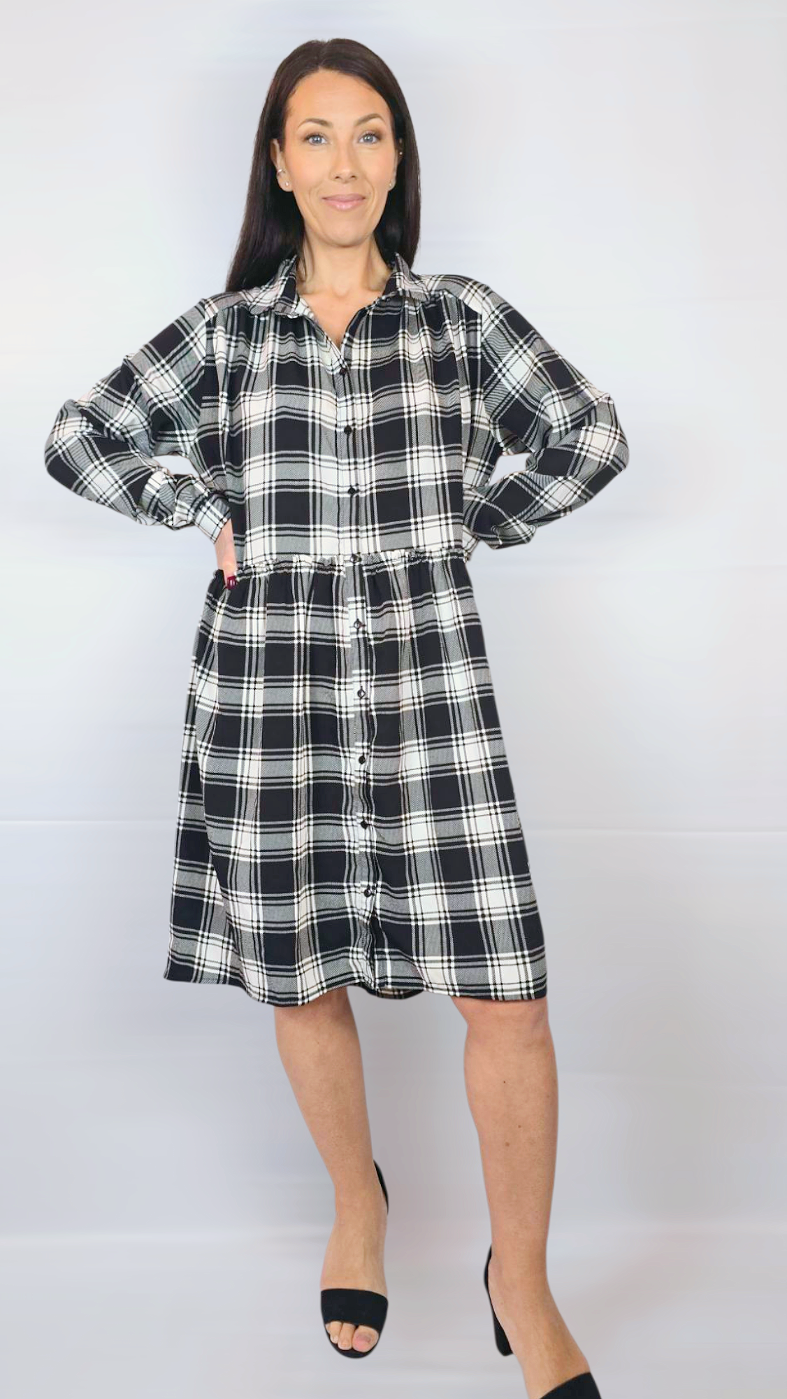 Klänning, Svart/Vit, M