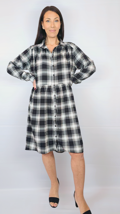 Klänning, Svart/Vit, M