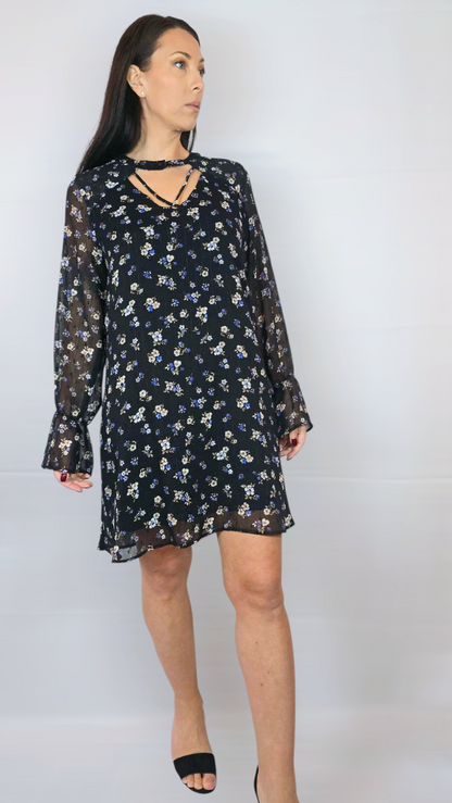 Klänning, Svart Blommig, M