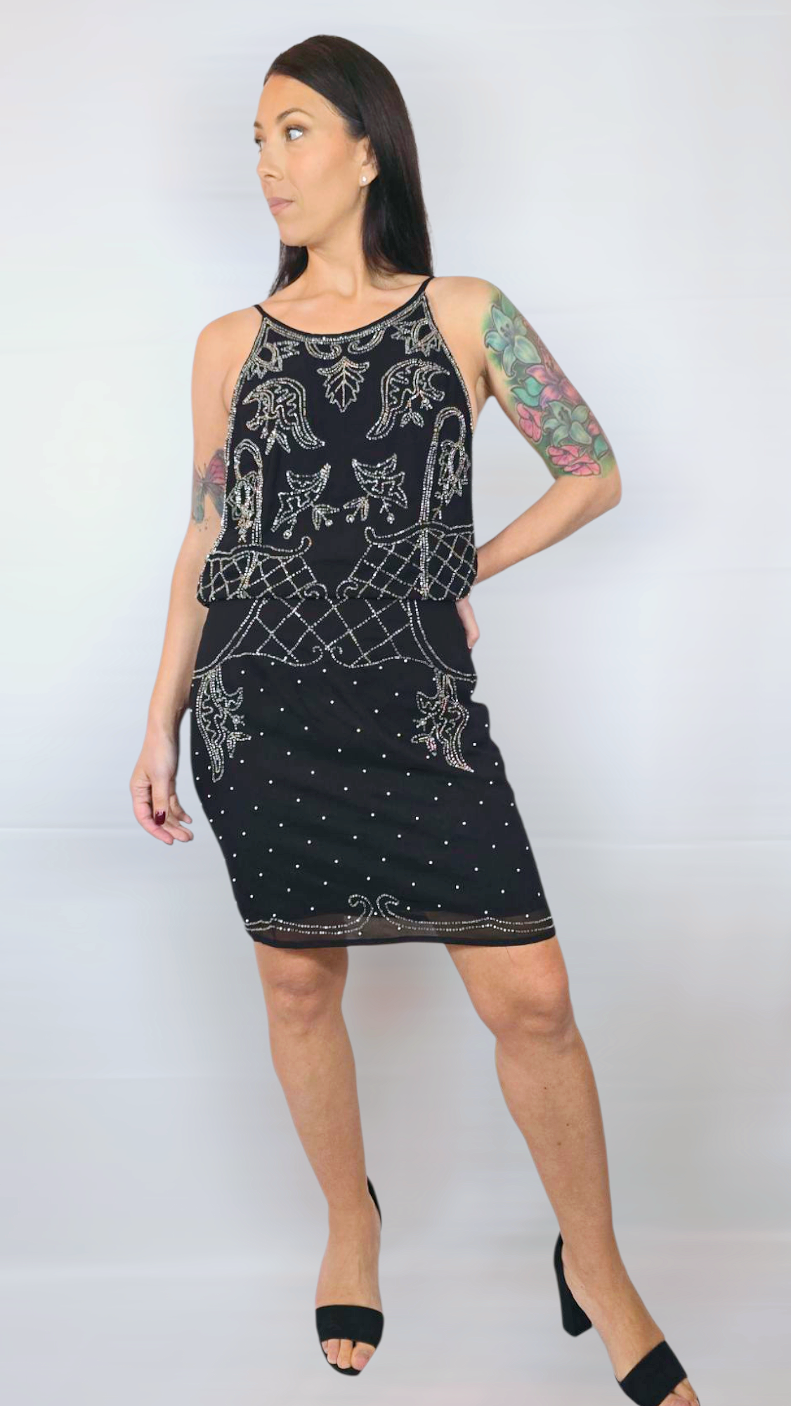 Klänning, Svart med paljetter, M