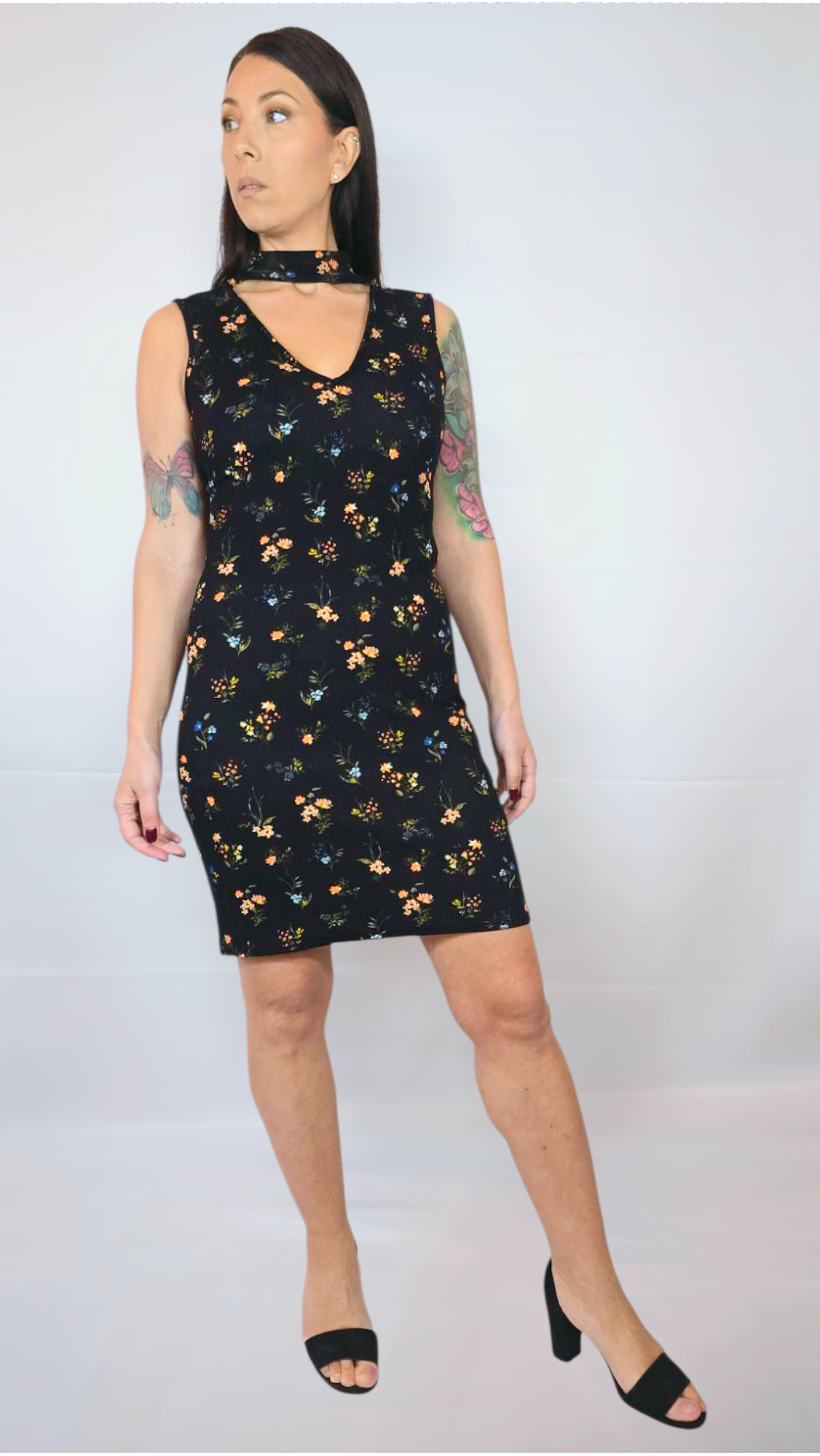 Klänning, Svart Blommig, M