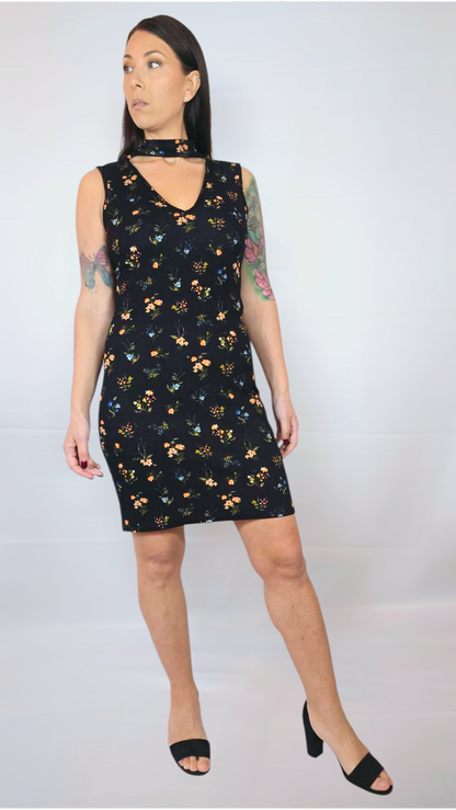 Klänning, Svart Blommig, M