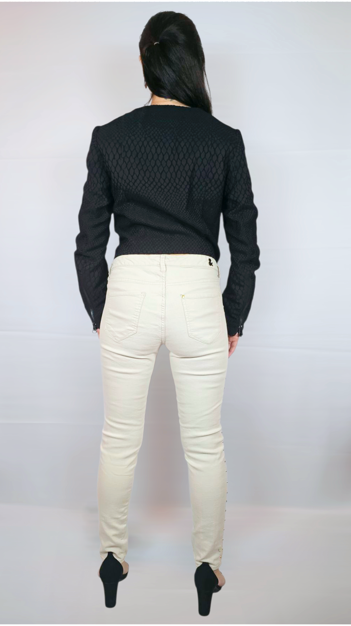 Byxor med nitar, Beige, M