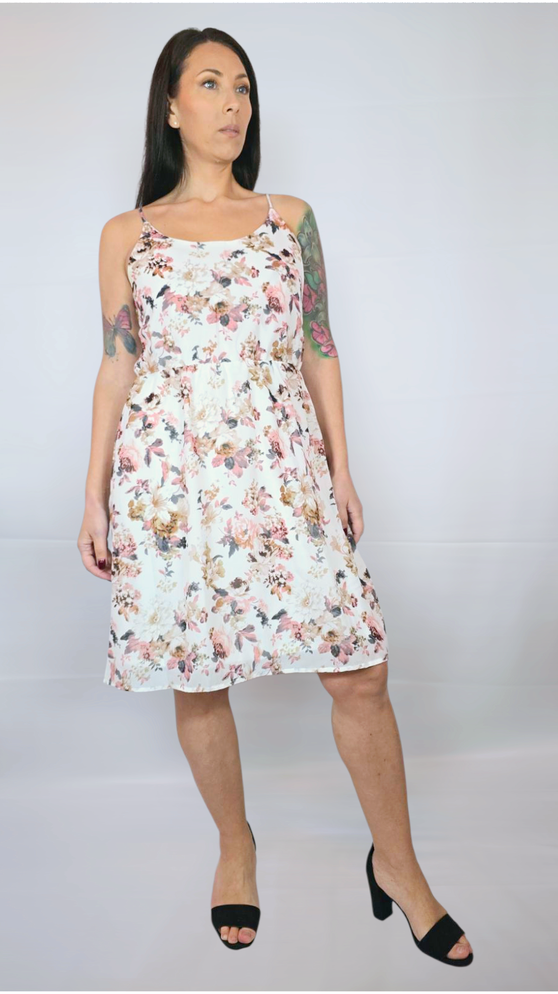 Klänning, Vit Blommig, 38