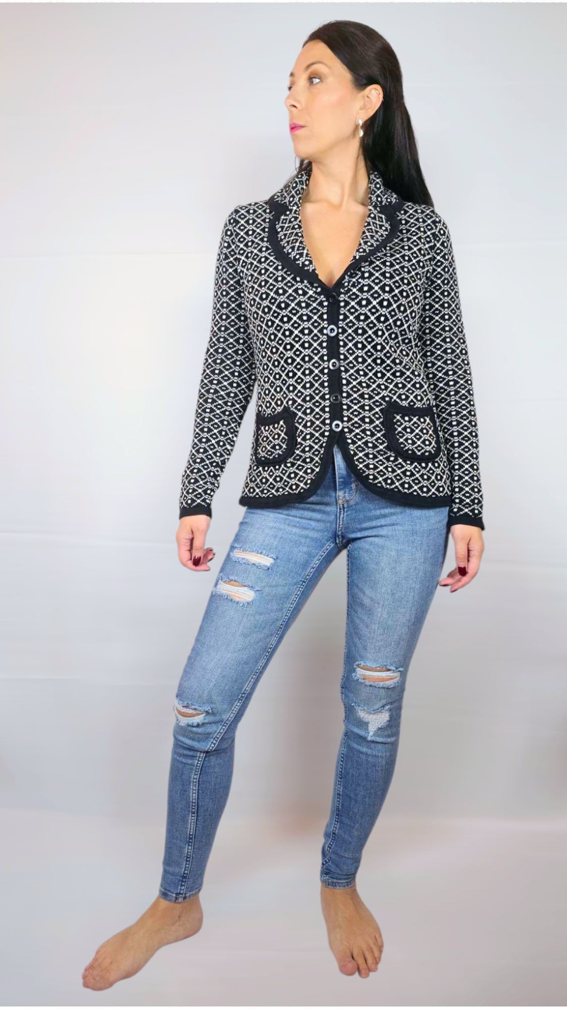 Tjocktröja, Svart/Vit, 36/38