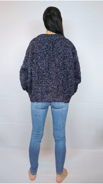 Tjocktröja, Svart/Silver, M