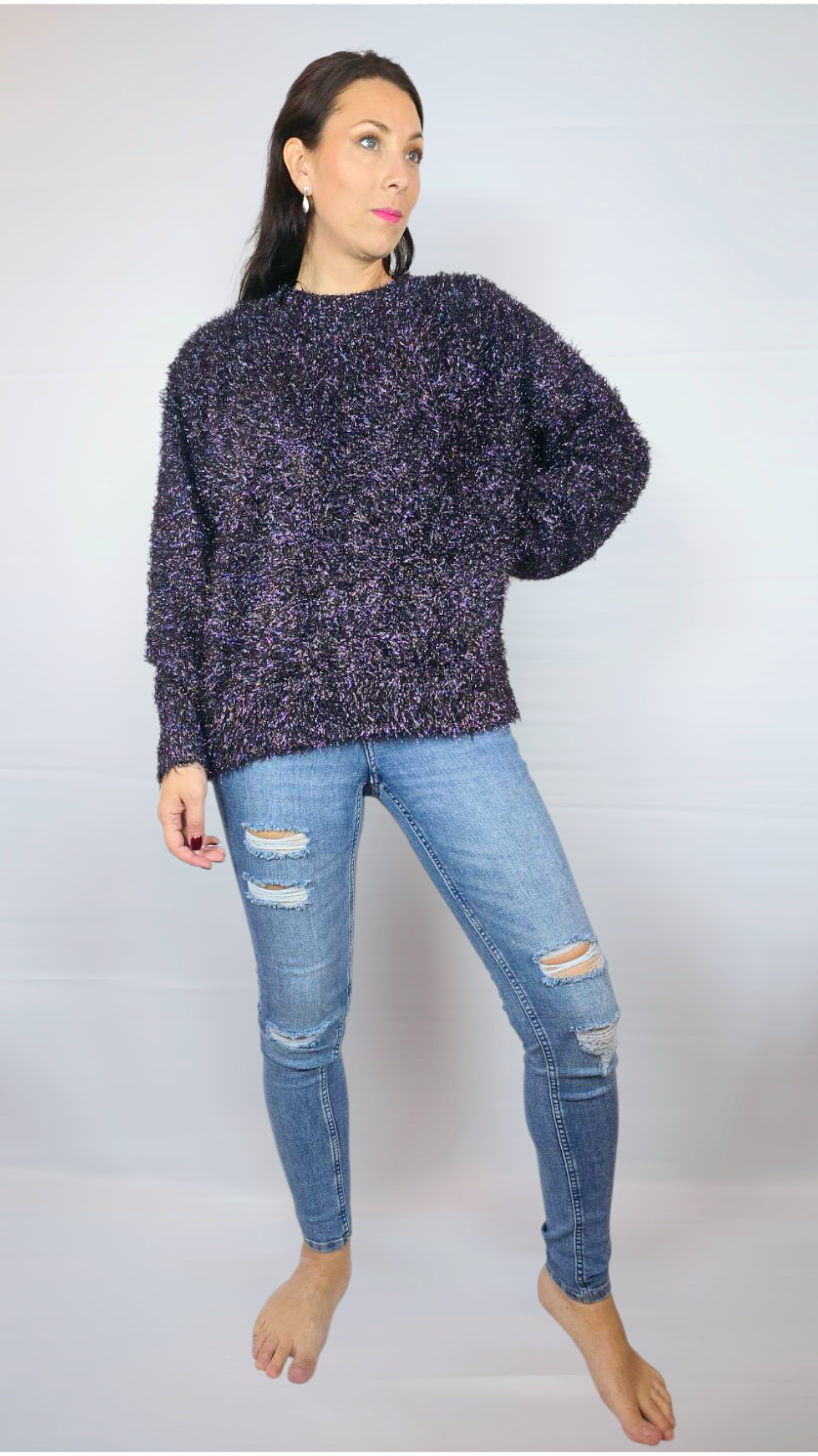 Tjocktröja, Svart/Silver, M