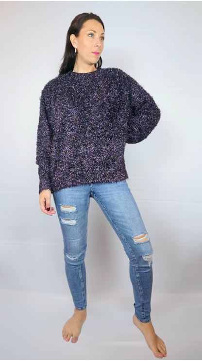 Tjocktröja, Svart/Silver, M