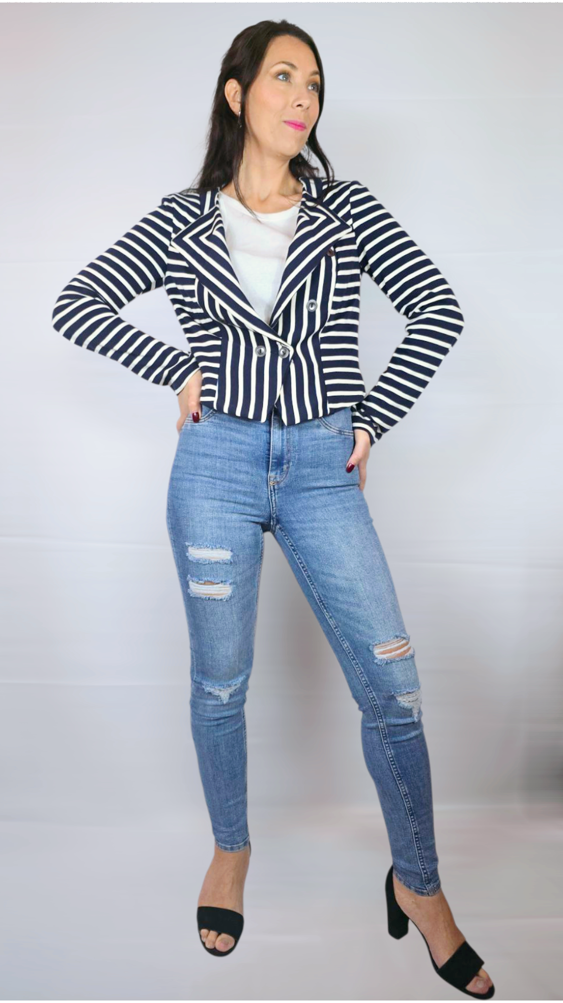 Blazer, Blå/Vit, 38