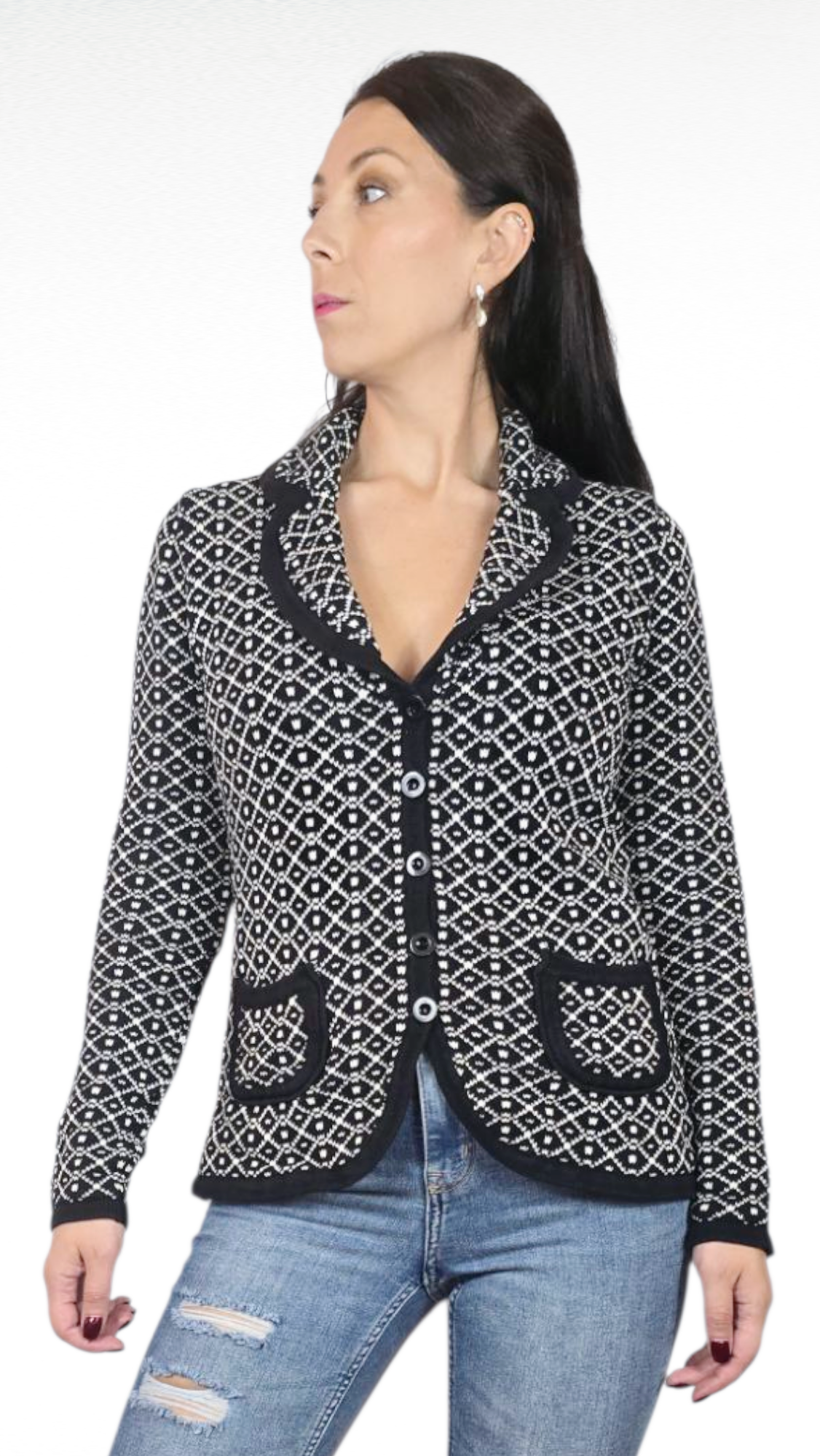 Tjocktröja, Svart/Vit, 36/38