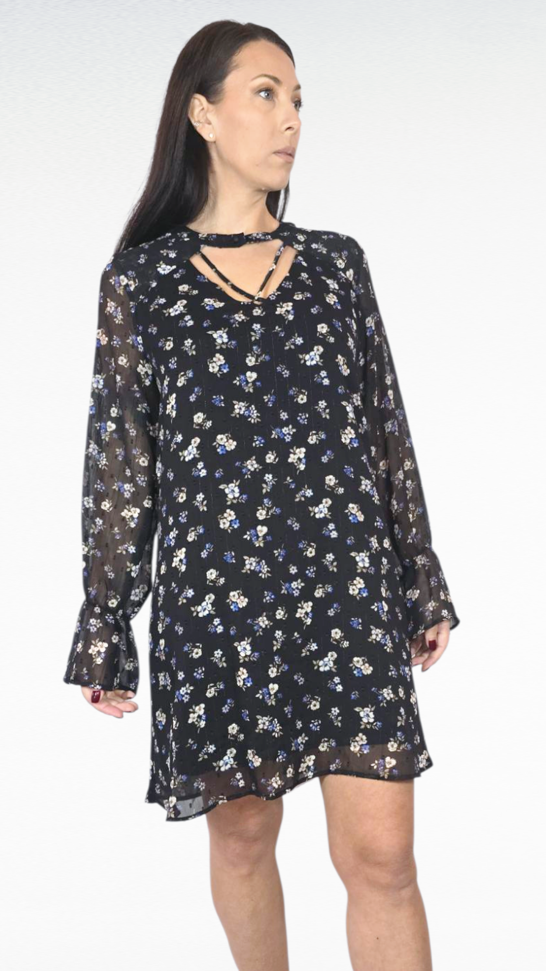 Klänning, Svart Blommig, M