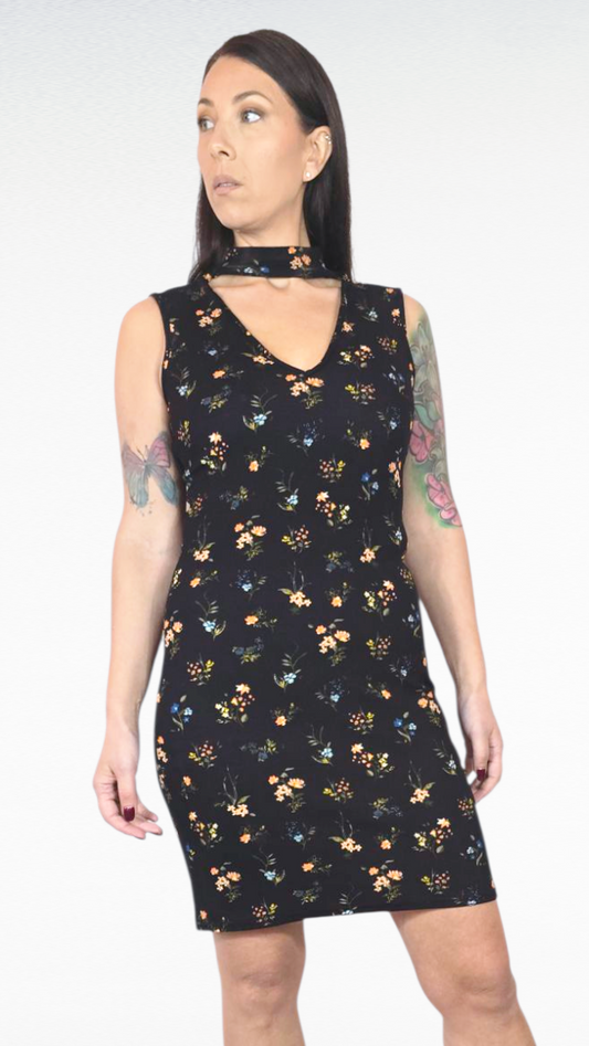 Klänning, Svart Blommig, M