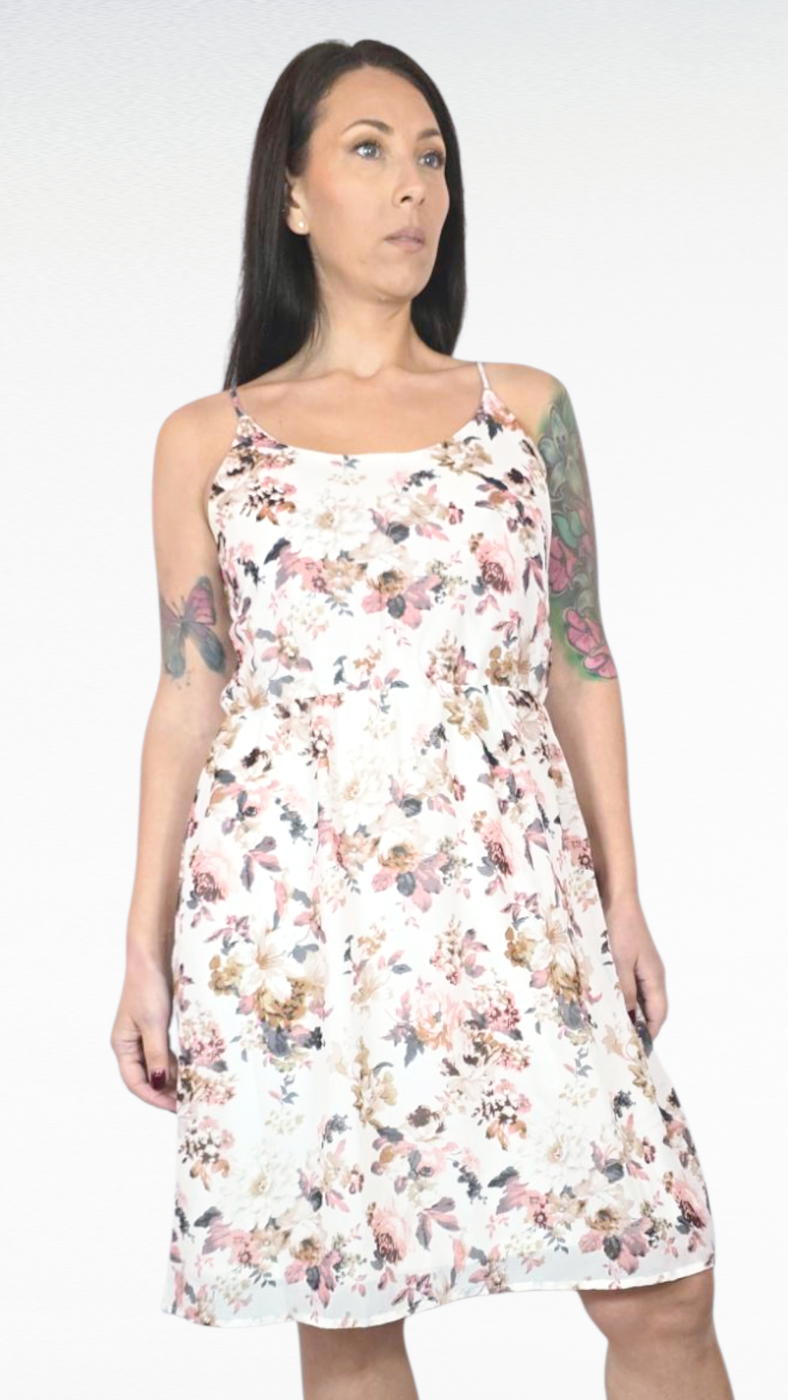 Klänning, Vit Blommig, 38